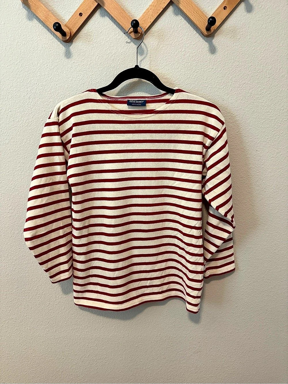 Saint James Minquiers Kids Breton Shirt Red & Cream Girls 14